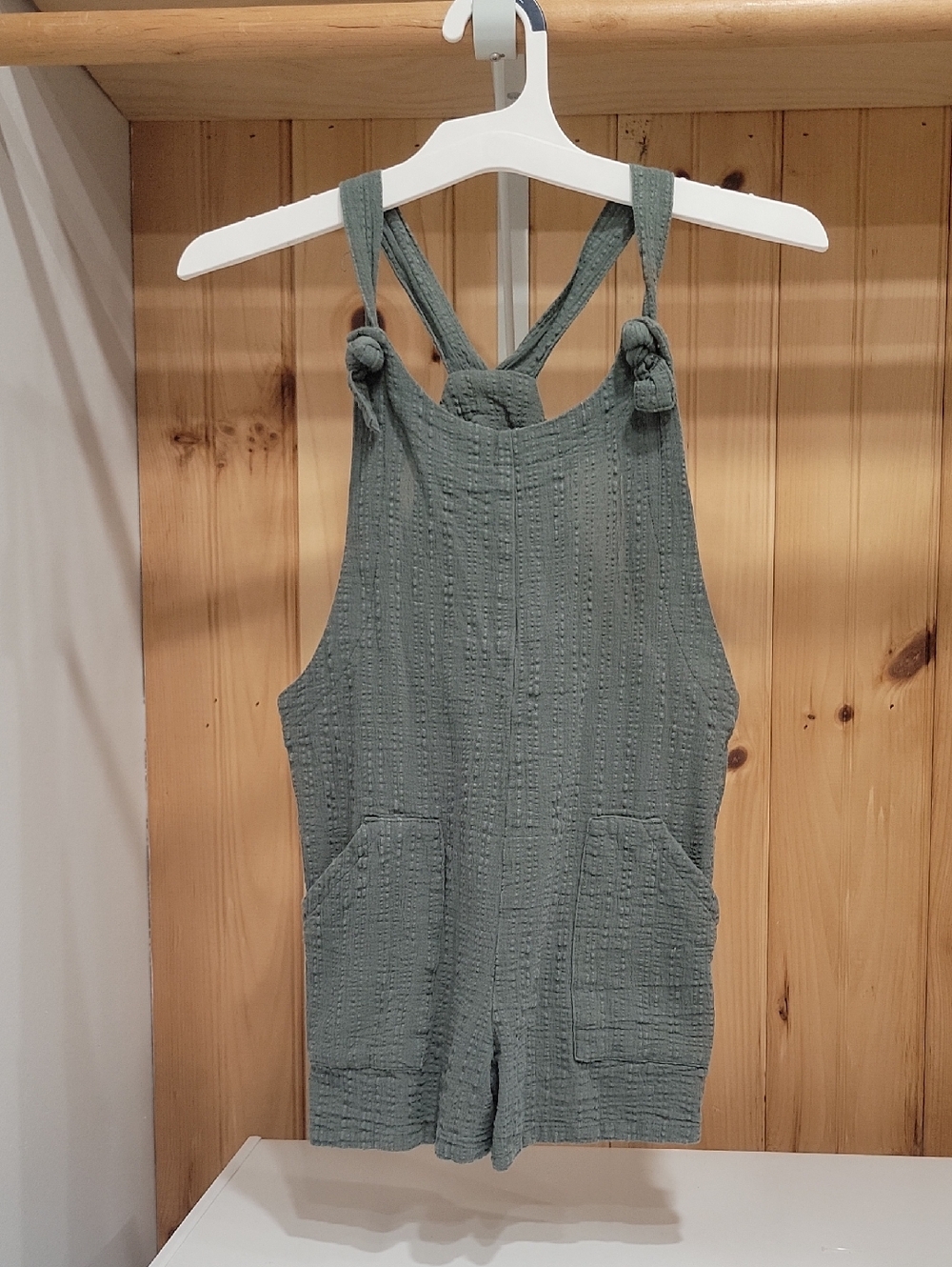 Kids Sage Green Gauze Romper One-Piece